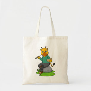 Bolso De Tela Giraffe como pintor con pincel de pintura