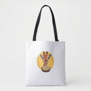 Bolso De Tela Giraffe Con Humor Animal Personalizado Popcorn