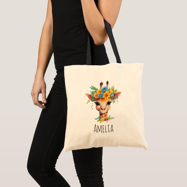 Bolso De Tela Giraffe cutánea con corona floral (Anverso (producto))