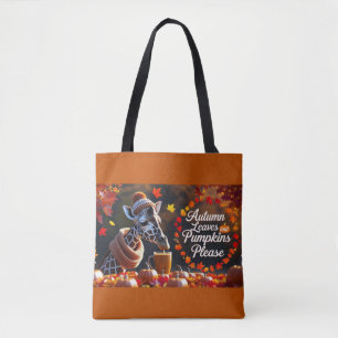 Bolso De Tela Giraffe de otoño con calabaza de calabaza