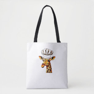 Bolso De Tela Giraffe del chef - Giraffe dulce en el Gorra del c