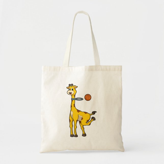 Bolso De Tela Giraffe en baloncesto con aro de baloncesto (Frente)
