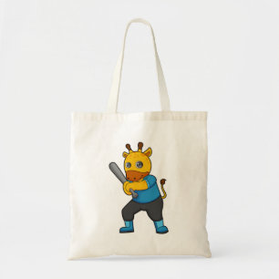 Bolso De Tela Giraffe en el béisbol con bate de béisbol