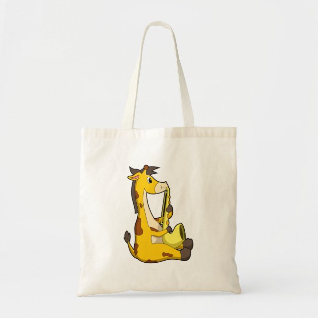 Bolso De Tela Giraffe en la música con saxofón.PNG (Frente)