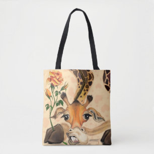 Bolso De Tela Giraffe Romántica - Caballero - Añadir Su Texto /N