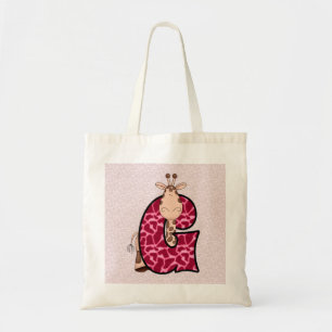 Bolso De Tela Giraffe rosa chica con letra G