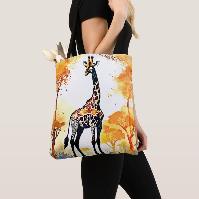 Bolso De Tela Giraffe Savannah Art (Detalle)