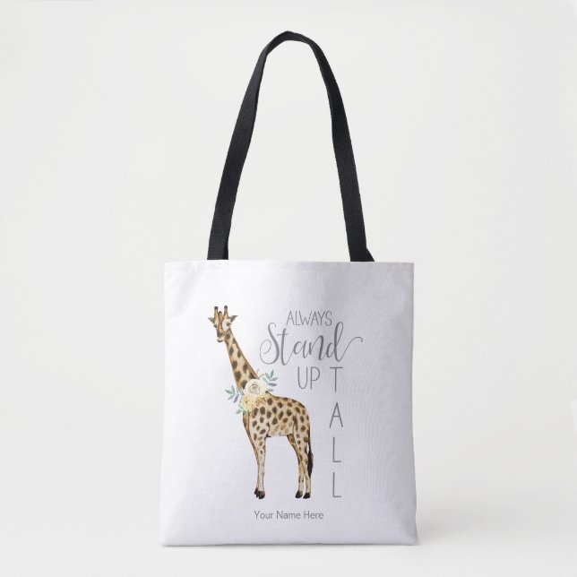 Bolso De Tela Giraffe Siempre Se Levanta Una Alta Acuarela Moder (Anverso)