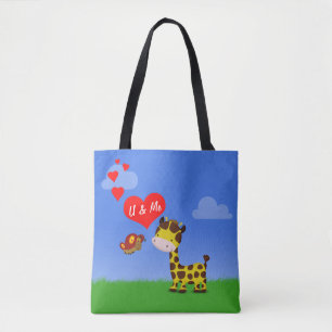 Bolso De Tela Giraffe y mariposa enamorada