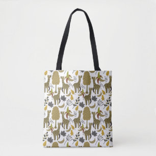 Bolso De Tela Giraffilia patrón impecable amarillo blanco alto