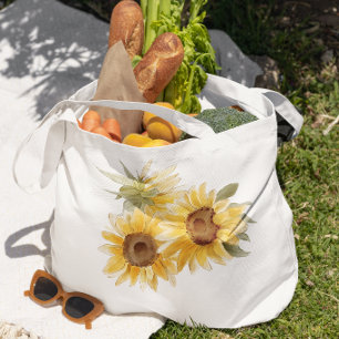 Bolso De Tela Girasol Acuarela