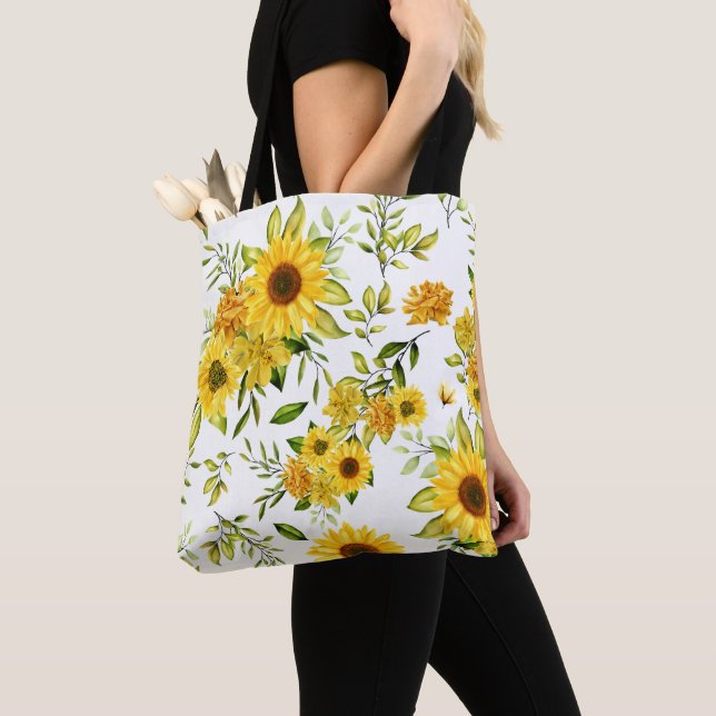 Bolso De Tela Girasol Acuarela 8 (Detalle)