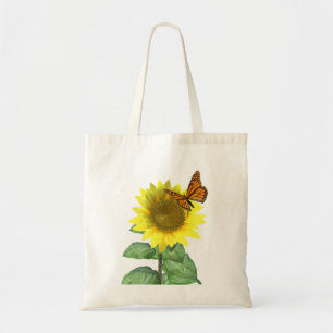 Bolso De Tela Girasol amarillo bonito y mariposa Naranja