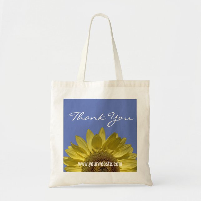 Bolso De Tela girasol amarillo brillante gracias (Frente)
