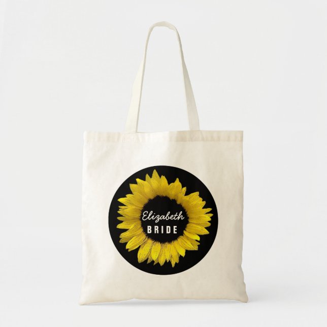 Bolso De Tela Girasol amarillo brillante y alegre que casa A09A (Frente)