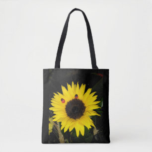 Bolso De Tela Girasol amarillo y dos mariquitas