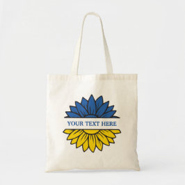 Bolso De Tela Girasol azul/amarillo. Texto personalizado. ¡Perso