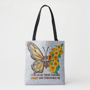 Bolso De Tela Girasol/cruz/mariposa inspiradora