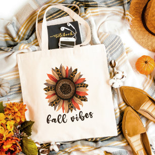 Bolso De Tela Girasol de Leopardo Otoño Flores Otoñales