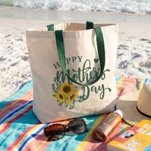 Bolso De Tela Girasol Eucalipto Feliz Día de la Madre
