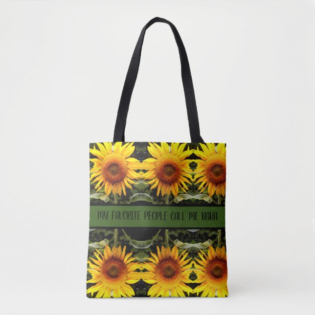 Bolso De Tela Girasol gigante, patrón de flores amarillas (Anverso)