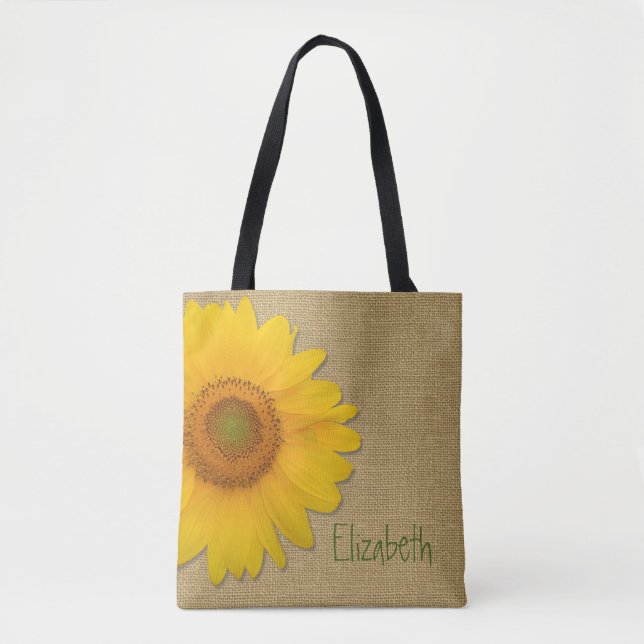 Bolso De Tela Girasol lindo del país en personalizado de la (Anverso)