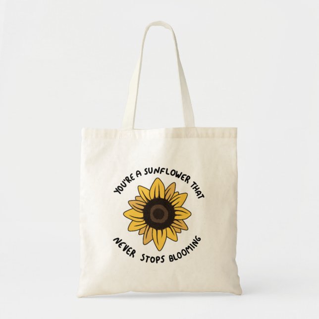 Bolso De Tela Girasol otoñal lindo con cita (Frente)