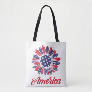 Bolso De Tela Girasol patriótico americano