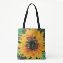Girasol pixelado vibrante con fondo verde