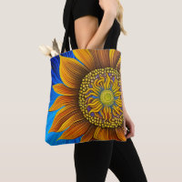 Girasol ruso y soleado en azul