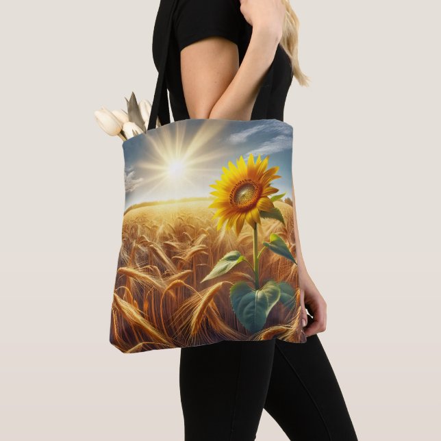 Bolso De Tela Girasol Solitario En El Campo Del Trigo (Detalle)