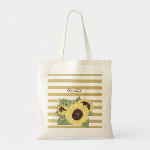 Bolso De Tela Girasol Vintage Sobre Rayas