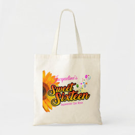 Bolso De Tela Girasol y globos sobre dulce blanco Dieciséis