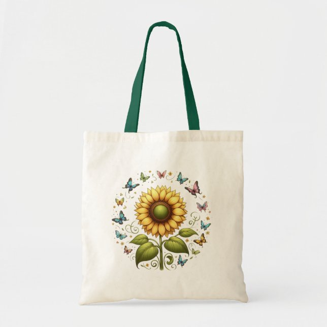 Bolso De Tela Girasol y mariposas (Frente)