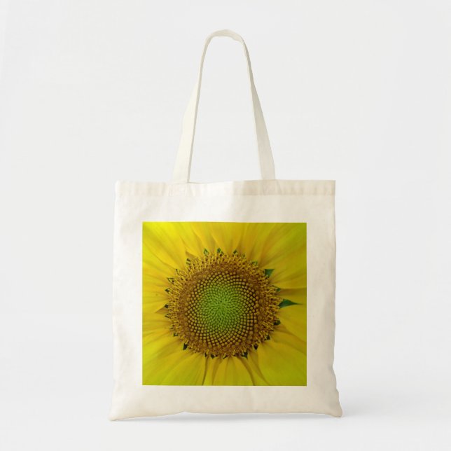 Bolso De Tela Girasol y semillas, espiral, relación dorada (Frente)