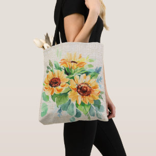 Bolso De Tela Girasoles acuarela