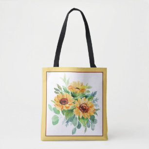 Bolso De Tela Girasoles acuarela