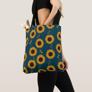 Bolso De Tela Girasoles Amarillos Florales de Tiras Retro Art No