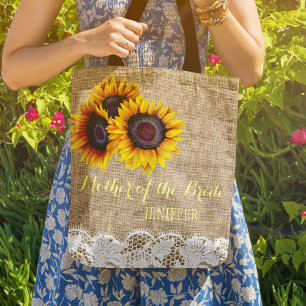 Bolso De Tela Girasoles arpillera encaje boda madre de la novia