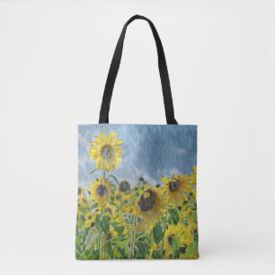 Bolso De Tela girasoles bajo la lluvia
