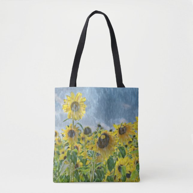 Bolso De Tela girasoles bajo la lluvia (Anverso)
