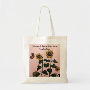 Bolso De Tela Girasoles del amor de las mariposas de monarca