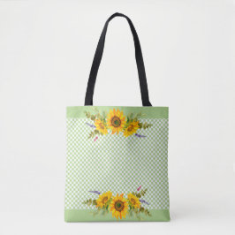 Bolso De Tela girasoles en tablero de ajedrez