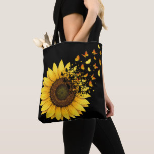 Bolso De Tela Girasoles Mariposas