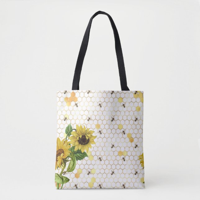 Bolso De Tela Girasoles y Abeja (Anverso)
