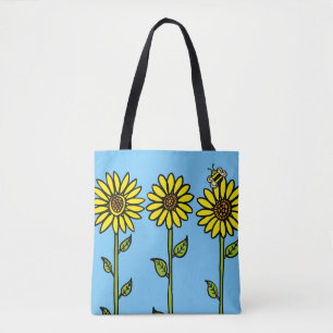 Bolso De Tela Girasoles y Abejorro