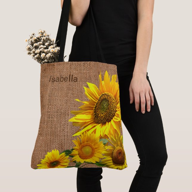 Bolso De Tela Girasoles y arpillera (Detalle)