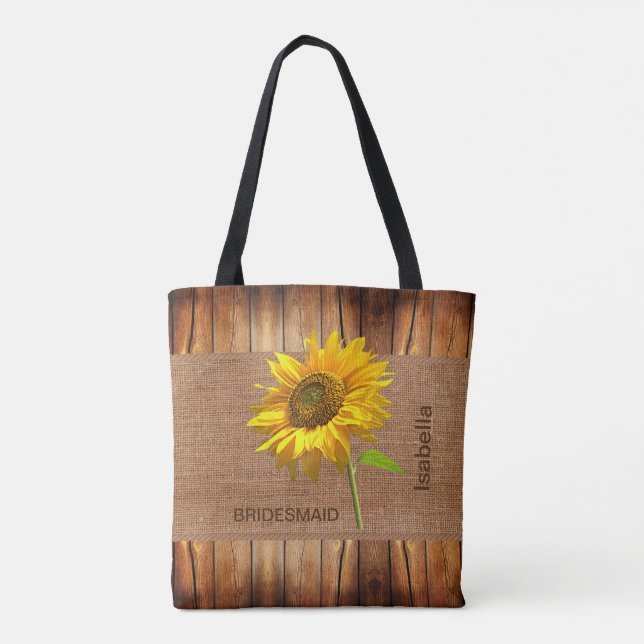 Bolso De Tela Girasoles y arpillera - ducha nupcial (Reverso)