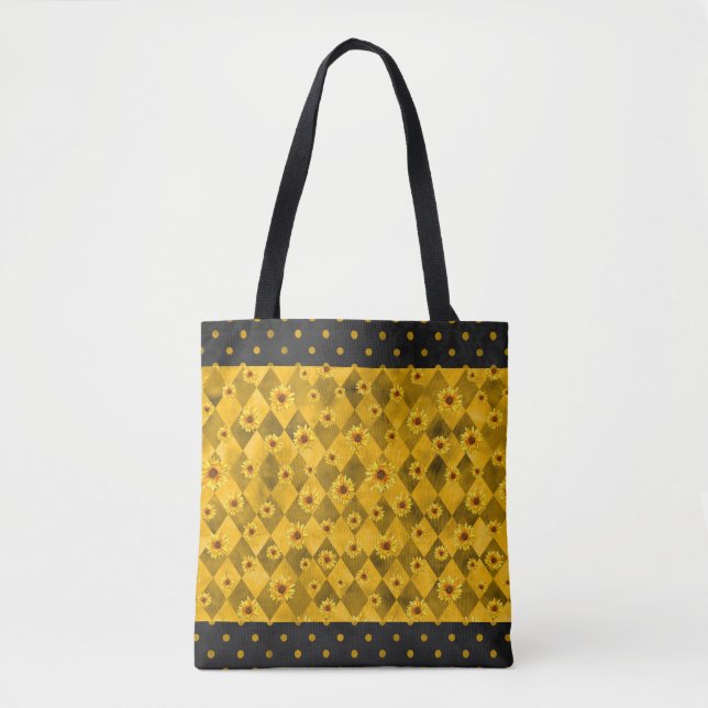 Bolso De Tela Girasoles y diamantes, compras en otoño (Anverso)