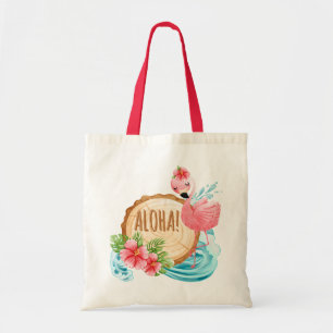 Bolso De Tela giratorio flamingo nombre personalizado playa tote
